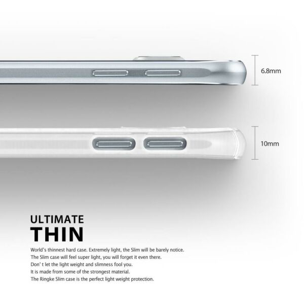 Ringke Slim Frost Galaxy S6 ile Uyumlu Kılıf Gray 4 Tarafı Saran Tam Koruma İnce Buzlu Şeffaf