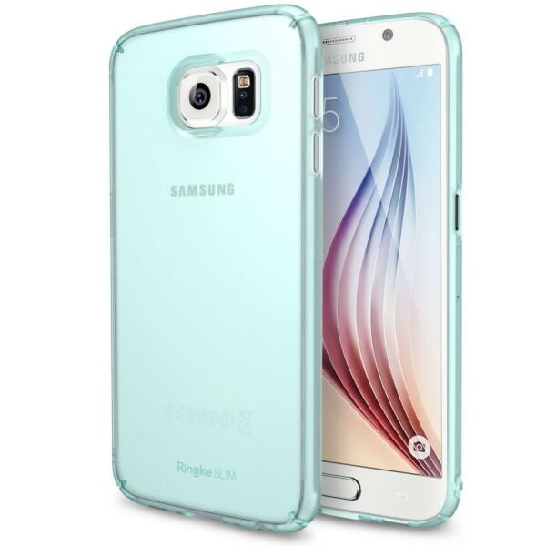 Ringke Slim Frost Galaxy S6 ile Uyumlu Kılıf Mint 4 Tarafı Saran Tam Koruma İnce Buzlu Şeffaf