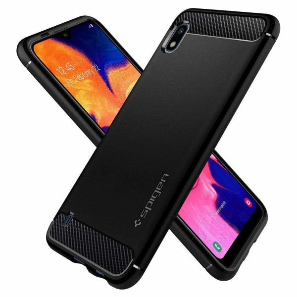 Spigen Galaxy A10 ile Uyumlu Kılıf Rugged Armor Black