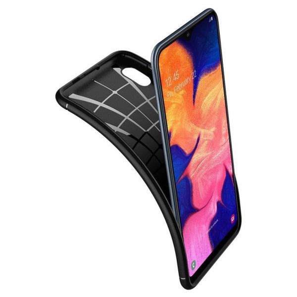 Spigen Galaxy A10 ile Uyumlu Kılıf Rugged Armor Black