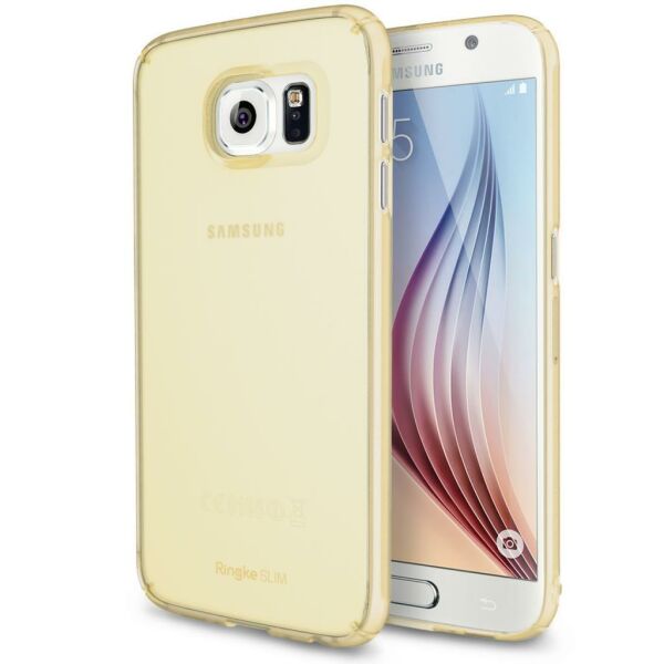 Ringke Slim Frost Galaxy S6 ile Uyumlu Kılıf Yellow 4 Tarafı Saran Tam Koruma İnce Buzlu Şeffaf