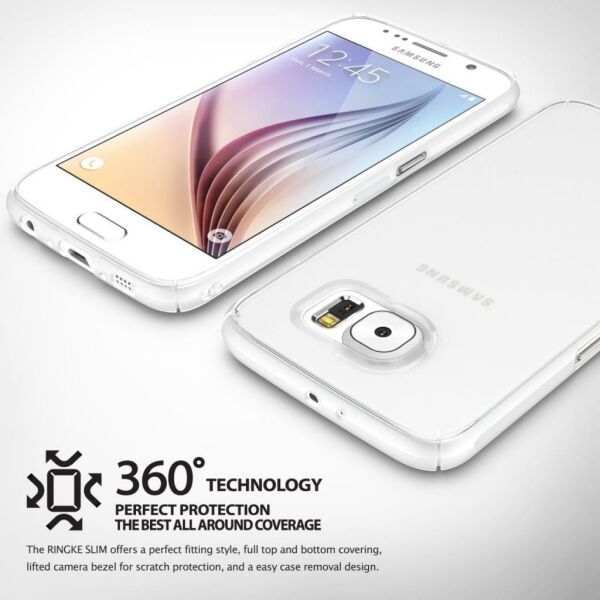 Ringke Slim Frost Galaxy S6 ile Uyumlu Kılıf Yellow 4 Tarafı Saran Tam Koruma İnce Buzlu Şeffaf