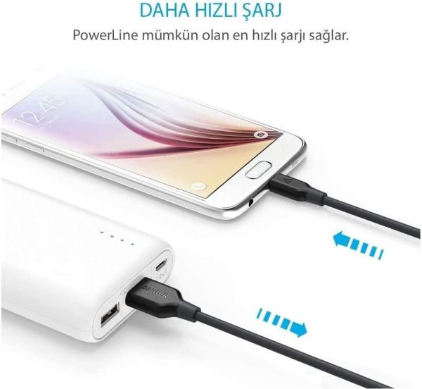 Anker PowerLine Micro USB Şarj/Data Kablosu 0.9 Metre Siyah
