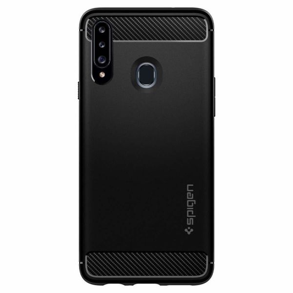 Spigen Galaxy A20s ile Uyumlu Kılıf Rugged Armor Matte Black