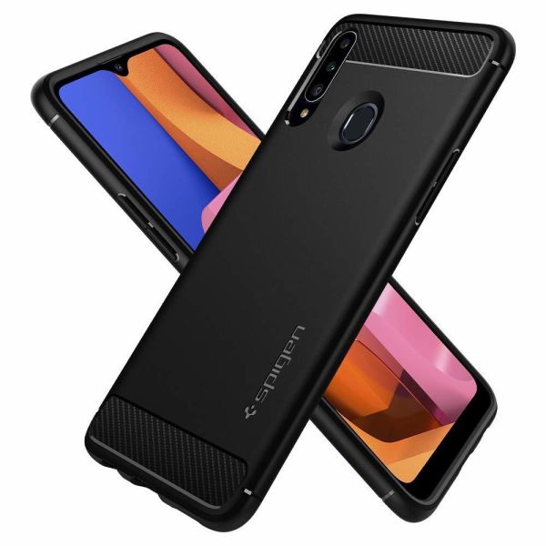 Spigen Galaxy A20s ile Uyumlu Kılıf Rugged Armor Matte Black