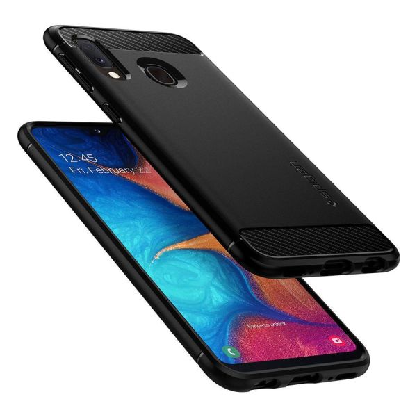 Spigen Galaxy A20e ile Uyumlu Kılıf Rugged Armor Matte Black