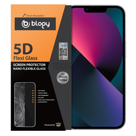 Blogy iPhone 13 Mini ile Uyumlu Flexi 5D Ekran Koruyucu