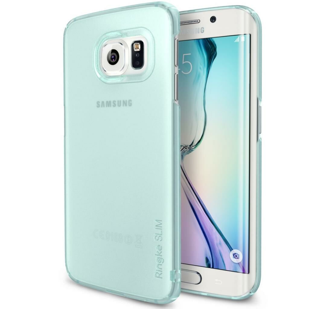 Ringke Slim Frost Galaxy S6 Edge ile Uyumlu Kılıf Mint 4 Tarafı Saran Tam Koruma İnce Buzlu Şeffaf