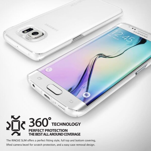 Ringke Slim Frost Galaxy S6 Edge ile Uyumlu Kılıf Mint 4 Tarafı Saran Tam Koruma İnce Buzlu Şeffaf