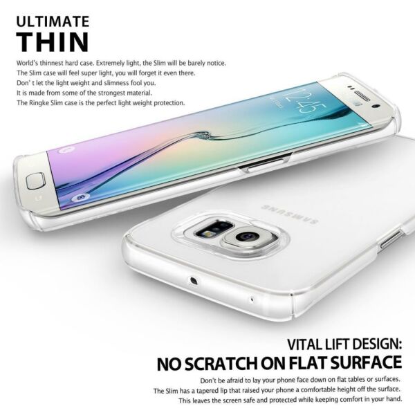 Ringke Slim Frost Galaxy S6 Edge ile Uyumlu Kılıf Pink 4 Tarafı Saran Tam Koruma İnce Buzlu Şeffaf