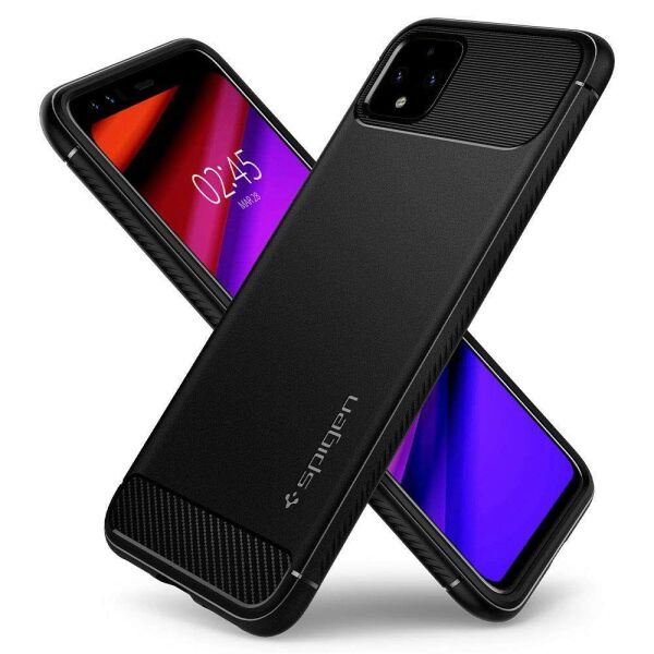 Spigen Pixel 4 XL ile Uyumlu Kılıf Rugged Armor Matte Black