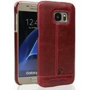 Pierre Cardin Galaxy S7 Edge ile Uyumlu Deri Arka Koruma Paneli Kırmızı PCL-P03