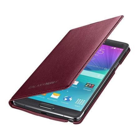 Galaxy Note 4 ile Uyumlu Led Flip Kılıf (Bordo)-EF-NN910BREGWW (Out)
