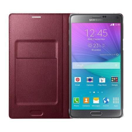 Galaxy Note 4 ile Uyumlu Led Flip Kılıf (Bordo)-EF-NN910BREGWW (Out)