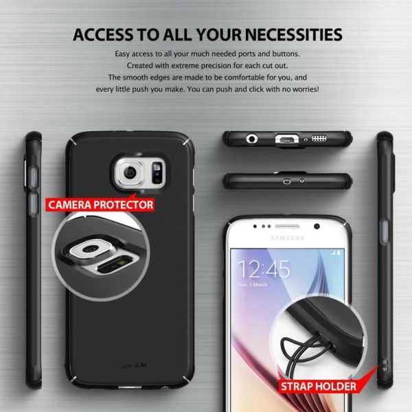 Ringke Slim Galaxy S6 ile Uyumlu Kılıf Royal Gold 4 Tarafı Saran İnce Şık Tasarım