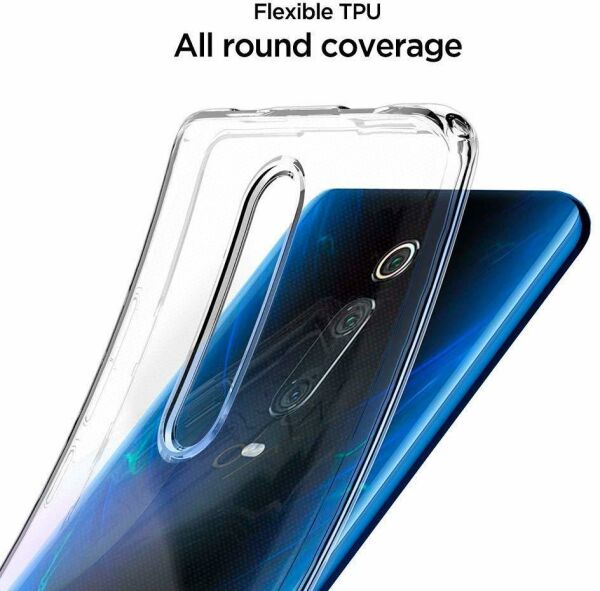 Spigen Mi 9T / Mi 9T Pro ile Uyumlu Kılıf Liquid Crystal 4 Tarafı Tam Koruma Crystal Clear