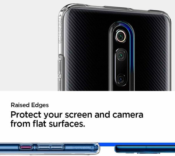 Spigen Mi 9T / Mi 9T Pro ile Uyumlu Kılıf Liquid Crystal 4 Tarafı Tam Koruma Crystal Clear