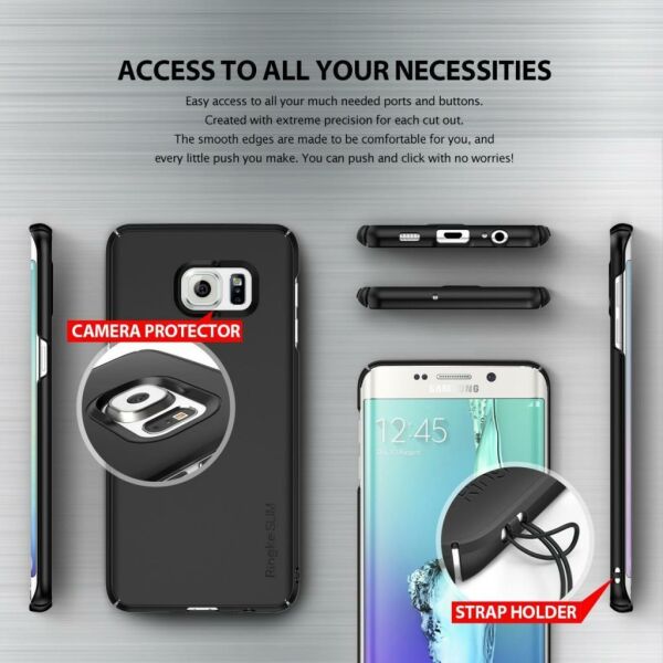 Ringke Slim Galaxy S6 Edge Plus ile Uyumlu Kılıf SF Black