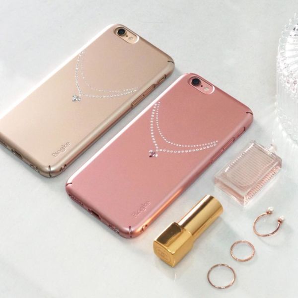 Ringke Noble Slim iPhone 6s Plus/ 6 Plus ile Uyumlu Taşlı Kılıf 4 Tarafı Saran Tam Koruma Rose Gold