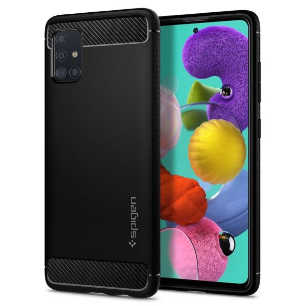 Spigen Galaxy A51 ile Uyumlu Kılıf Rugged Armor Matte Black