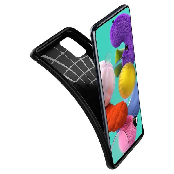 Spigen Galaxy A51 ile Uyumlu Kılıf Rugged Armor Matte Black
