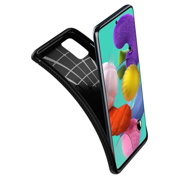 Spigen Galaxy A51 ile Uyumlu Kılıf Rugged Armor Matte Black