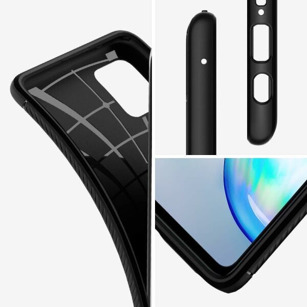 Spigen Galaxy Note 10 Lite ile Uyumlu Kılıf Rugged Armor Black
