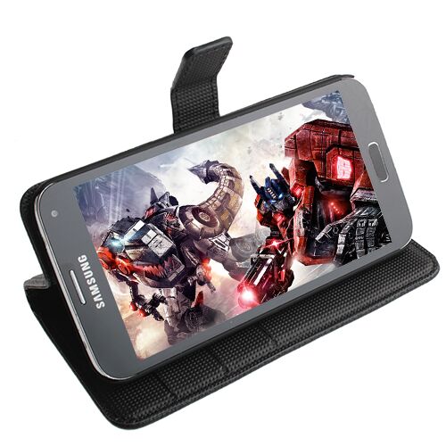 Galaxy S5 G900 ile Uyumlu Classic Walled Kapaklı Kılıf Siyah Renk