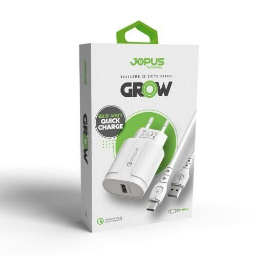 Jopus Universal Type C JO-QU01 Grow 2in1 QC 22.5W Şarj Seti Beyaz