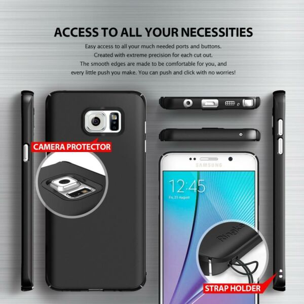 Ringke Slim Galaxy Note 5 ile Uyumlu Kılıf Crystal Clear 4 Tarafı Saran İnce Şık Tasarım
