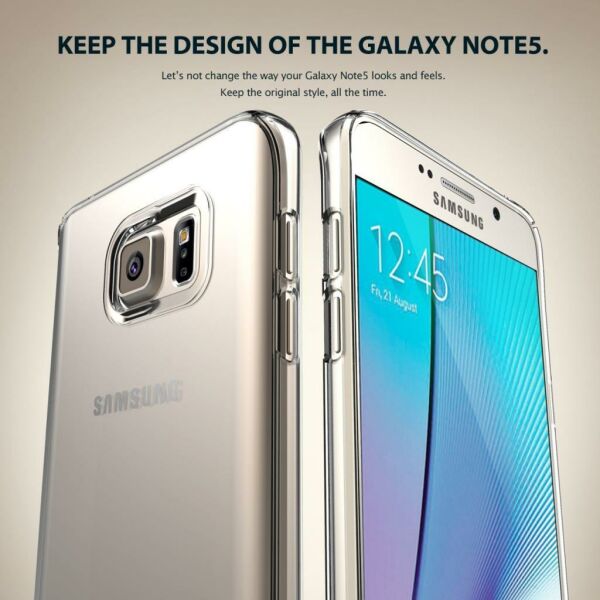 Ringke Slim Galaxy Note 5 ile Uyumlu Kılıf Crystal Clear 4 Tarafı Saran İnce Şık Tasarım