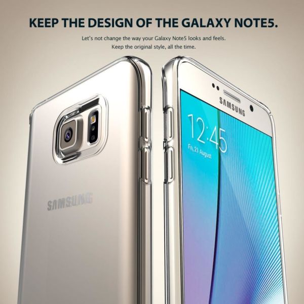 Ringke Slim Galaxy Note 5 ile Uyumlu Kılıf Crystal Clear 4 Tarafı Saran İnce Şık Tasarım