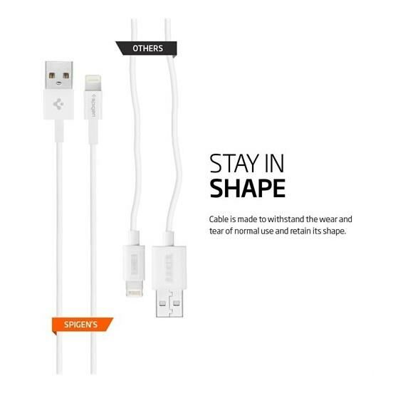 Spigen Essential Lightning Şarj ve Data Kablo (1 Metre) MFI Lisanslı Made For Apple C10LS Beyaz