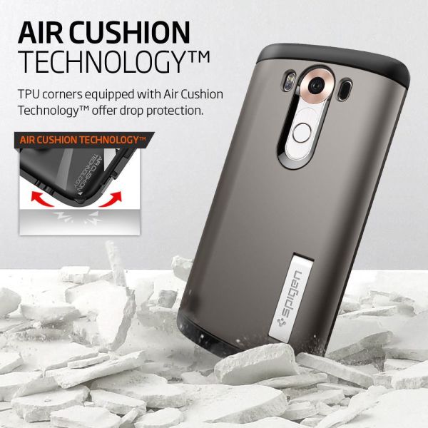 Spigen V10 ile Uyumlu Kılıf Slim Armor Gun Metal