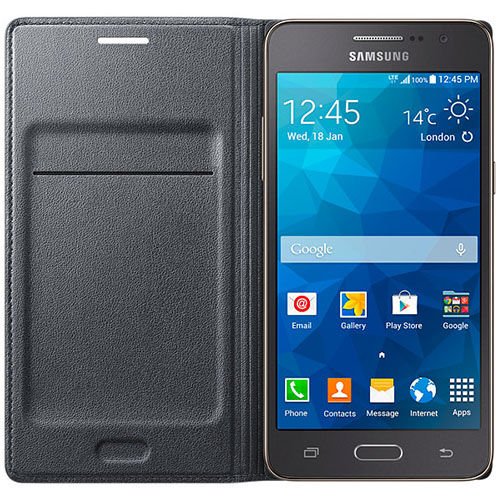 Galaxy Grand Prime ile Uyumlu Kılıf Flip Wallet Siyah EF-WG530BS (Out)