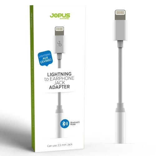 Jopus JO-IB01 iPhone 7\7 Plus ile Uyumlu Bluetooth Modlu Bağlantı 3.5mm Dönüştürücü Beyaz