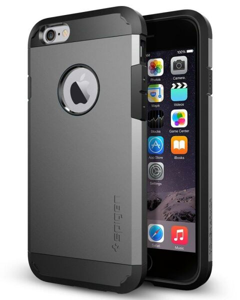 Spigen iPhone 6/6s ile Uyumlu Kılıf Tough Armor Gun Metal