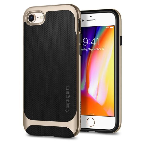 Spigen iPhone SE (2020) Uyumlu ile Uyumlu Kılıf Neo Hybrid Herringbone Serisi Champagne Gold