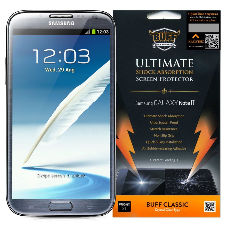 Buff Galaxy Note 2 ile Uyumlu Darbe Emici Film