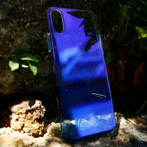 Baseus iPhone X ile Uyumlu Glaze Case Mavi