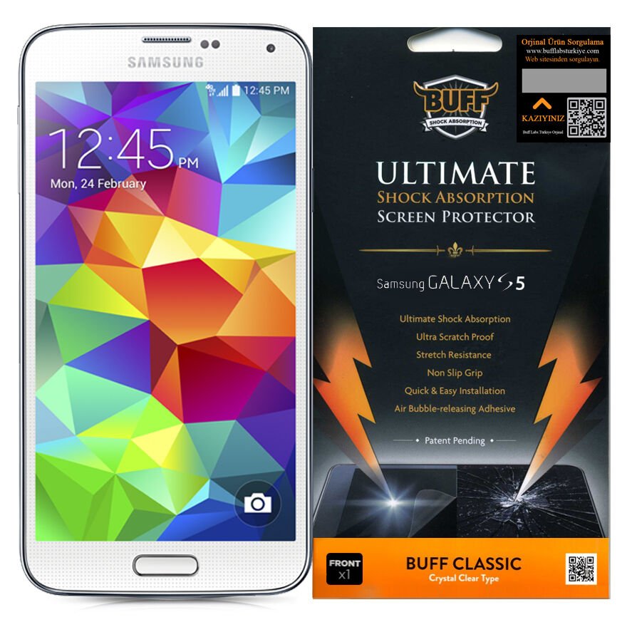 Buff Galaxy S5 ile Uyumlu Darbe Emici Ekran Koruyucu Film