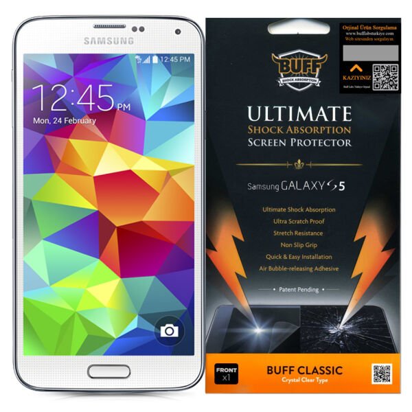 Buff Galaxy S5 ile Uyumlu Darbe Emici Ekran Koruyucu Film
