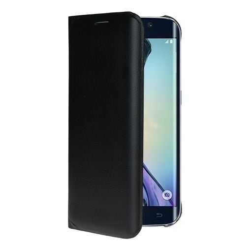 Galaxy S6 Edge ile Uyumlu Flip Wallet (Suni Deri) Siyah