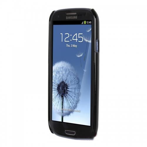 Galaxy S3 i9300 ile Uyumlu Sert Kauçuk Kılıf Ay Yıldızlı Model Siyah Renk