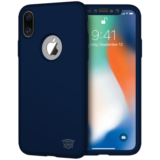 Buff iPhone X ile Uyumlu 4D Kılıf Blue