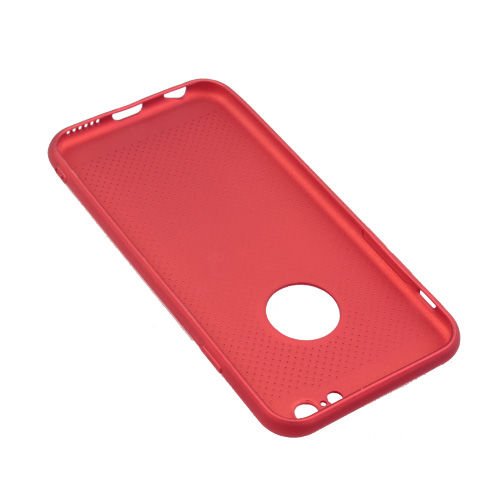 iPhone 6Plus/6SPlus ile Uyumlu Rubber Delikli Silikon Kılıf Kırmızı