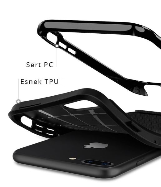 Spigen iPhone 7 Plus / 8 Plus ile Uyumlu Kılıf Neo Hybrid Herringbone Serisi Shiny Black