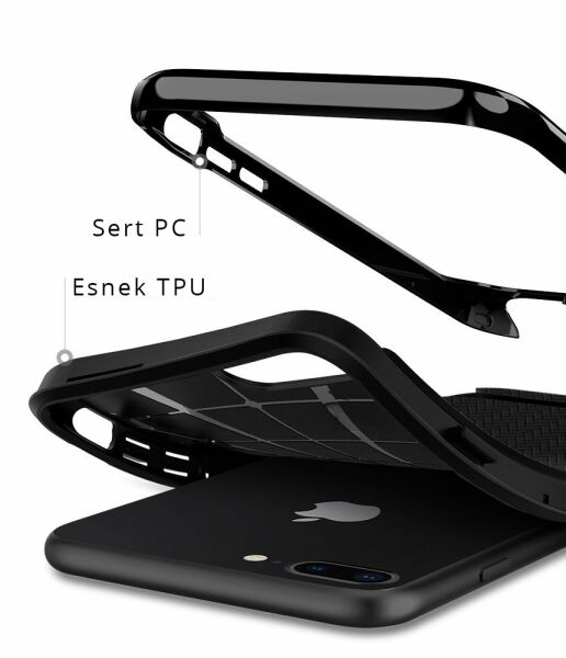Spigen iPhone 7 Plus / 8 Plus ile Uyumlu Kılıf Neo Hybrid Herringbone Serisi Shiny Black
