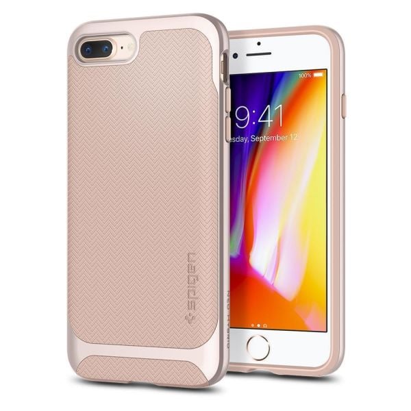 Spigen iPhone 7 Plus / 8 Plus ile Uyumlu Kılıf Neo Hybrid Herringbone Serisi Pale Dogwood