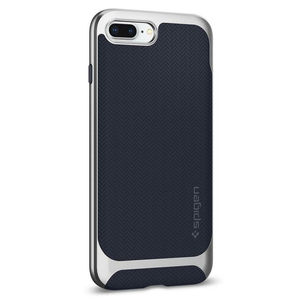 Spigen iPhone 7 Plus / 8 Plus ile Uyumlu Kılıf Neo Hybrid Herringbone Serisi Satin Silver